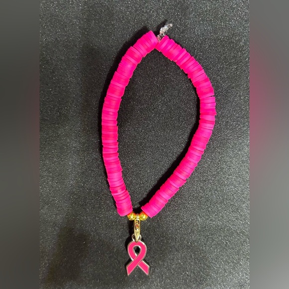 Pink Ribbon (Awareness) Heishi Charm Bracelet - Picture 3 of 6